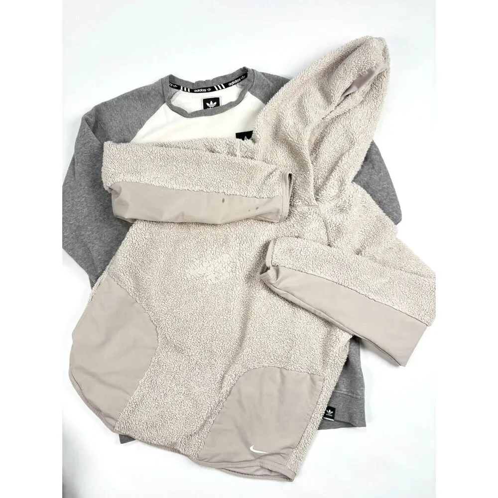 Nike Adidas Sweatshirt Bundle Small Medium Sherpa Fleece Athletic Lot
